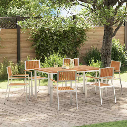 Garten Essgruppe 7 pcs Braun Teak-Massivholz