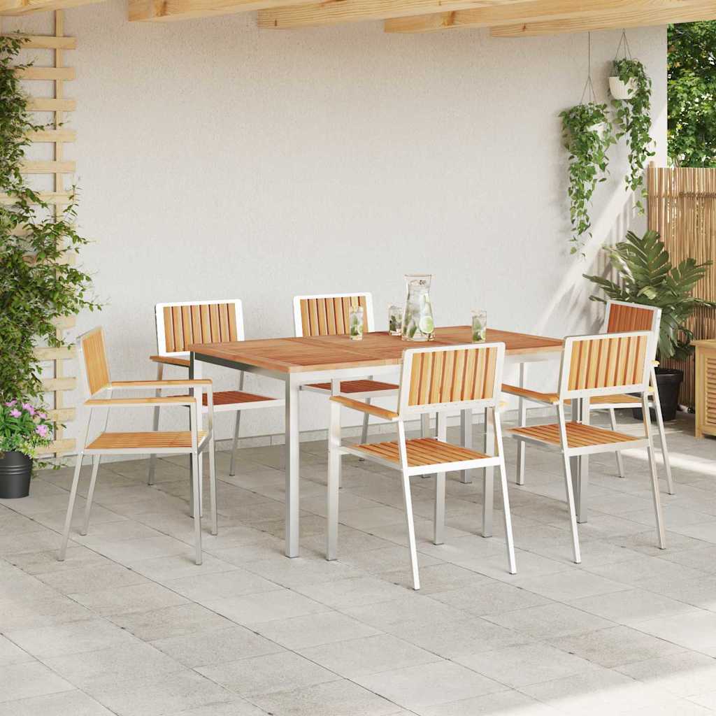 Garten Essgruppe 7 pcs Braun Teak-Massivholz