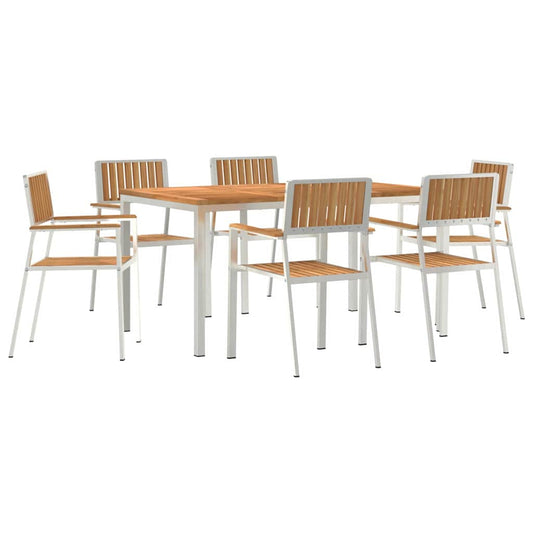 Garten Essgruppe 7 pcs Braun Teak-Massivholz