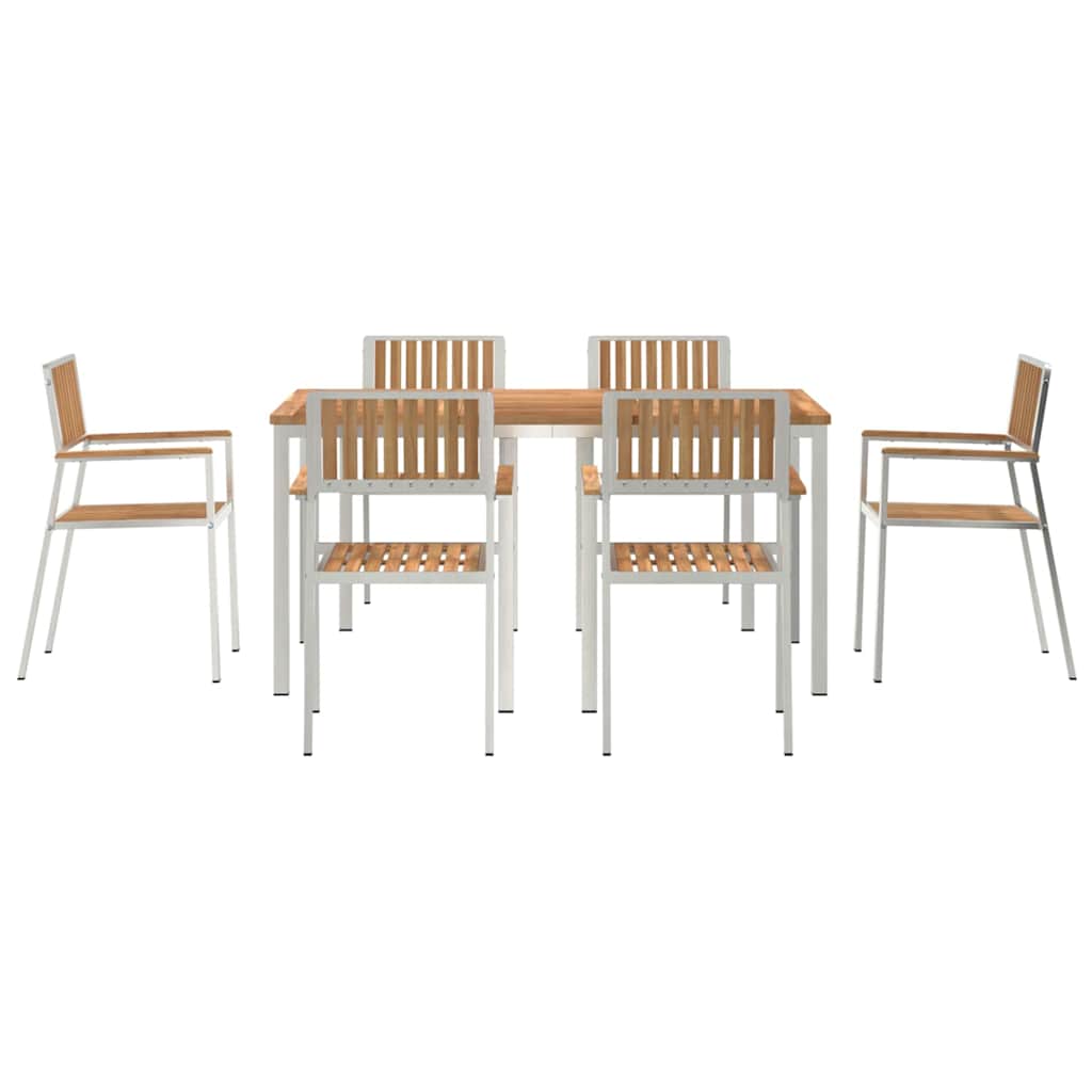 Garten Essgruppe 7 pcs Braun Teak-Massivholz