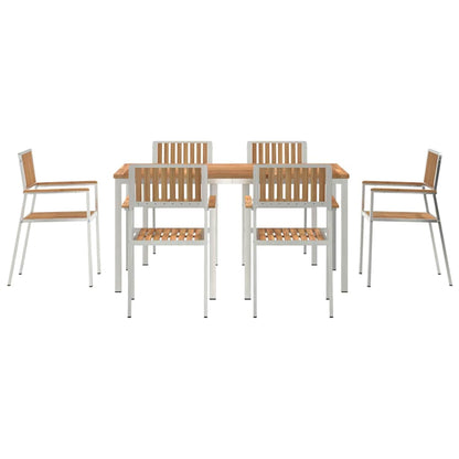 Garten Essgruppe 7 pcs Braun Teak-Massivholz