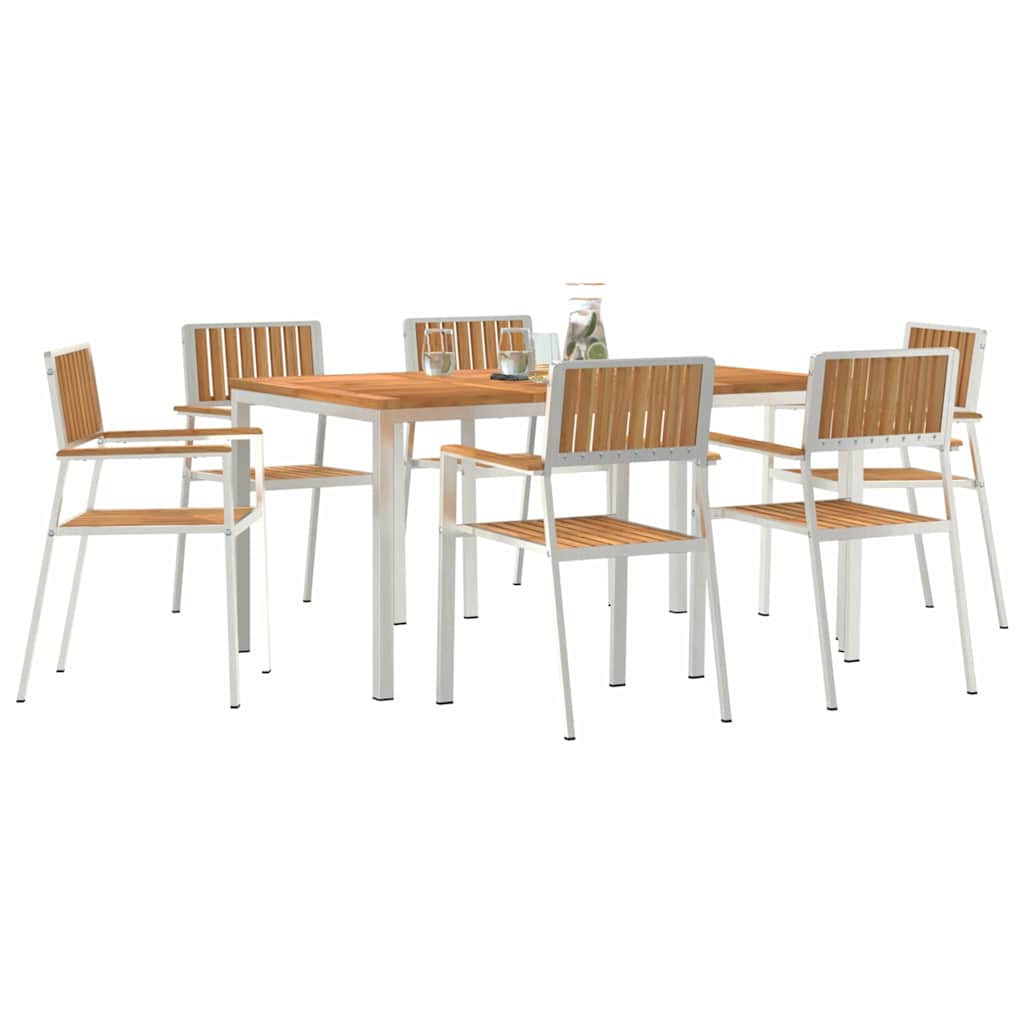 Garten Essgruppe 7 pcs Braun Teak-Massivholz
