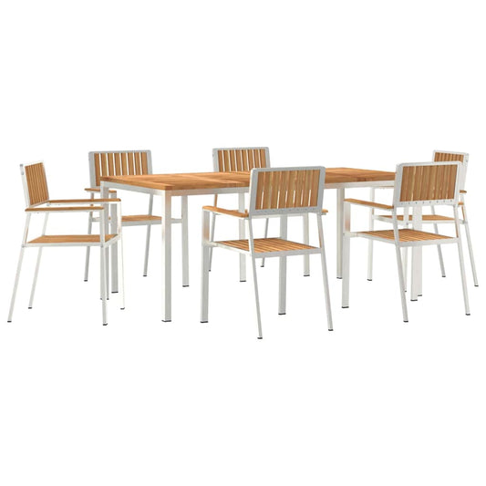 Garten Essgruppe 7 pcs Braun Teak-Massivholz