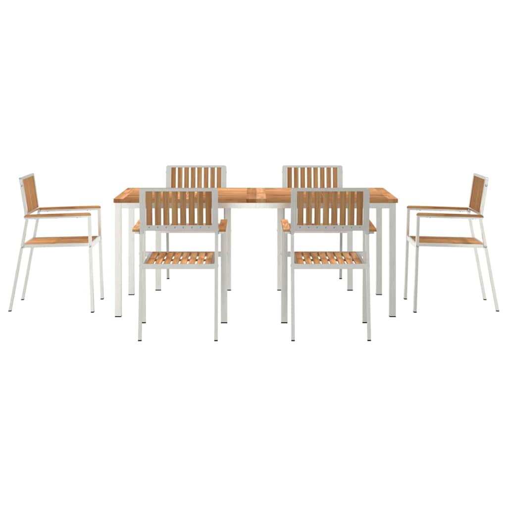 Garten Essgruppe 7 pcs Braun Teak-Massivholz