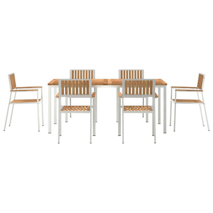 Garten Essgruppe 7 pcs Braun Teak-Massivholz