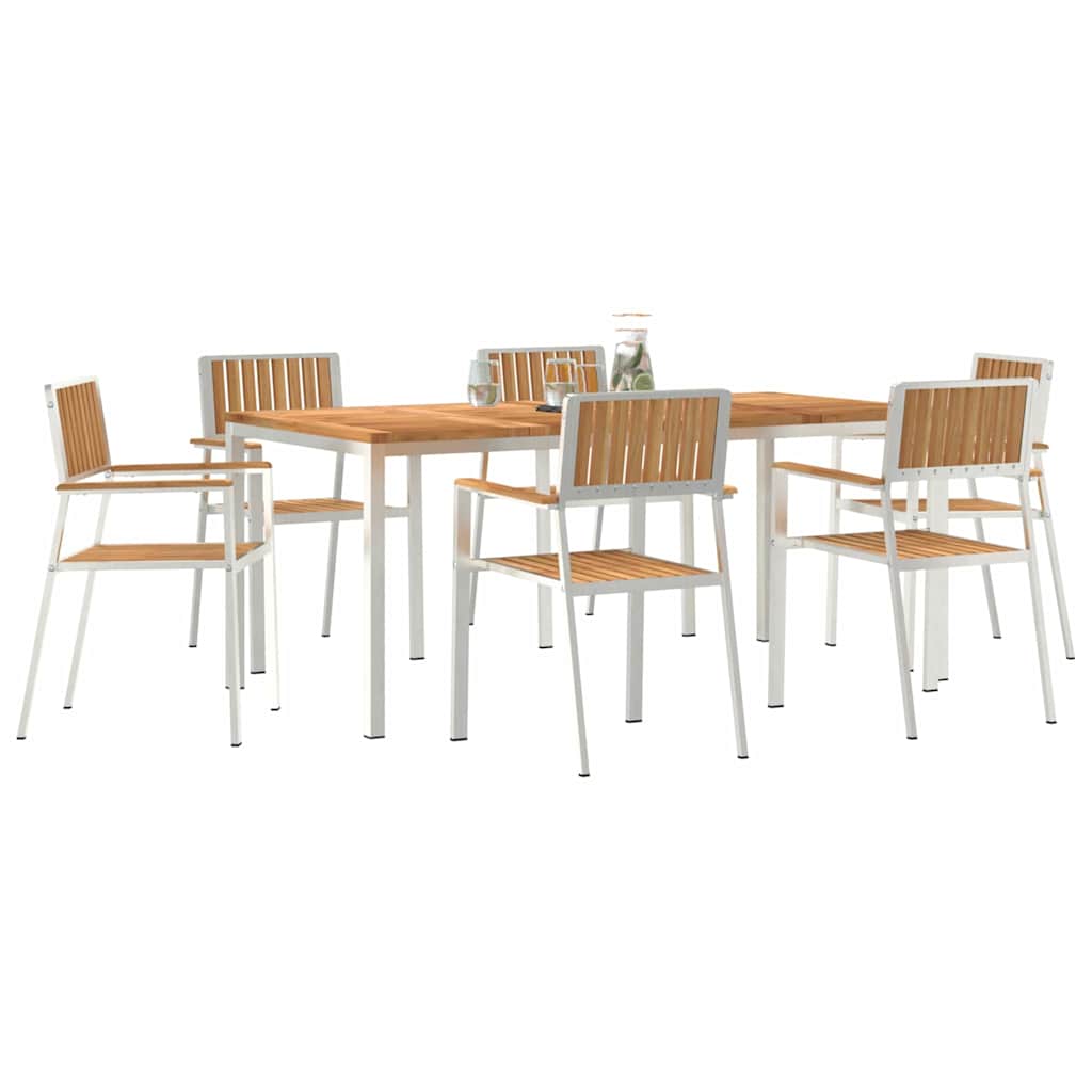 Garten Essgruppe 7 pcs Braun Teak-Massivholz