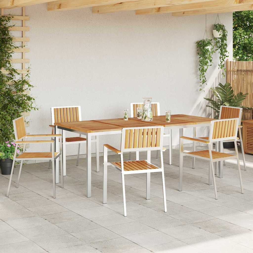 Garten Essgruppe 7 pcs Braun Teak-Massivholz