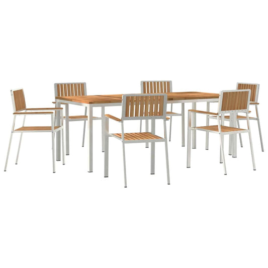 Garten Essgruppe 7 pcs Braun Teak-Massivholz