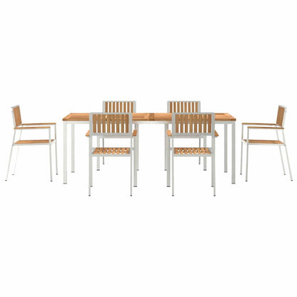 Garten Essgruppe 7 pcs Braun Teak-Massivholz