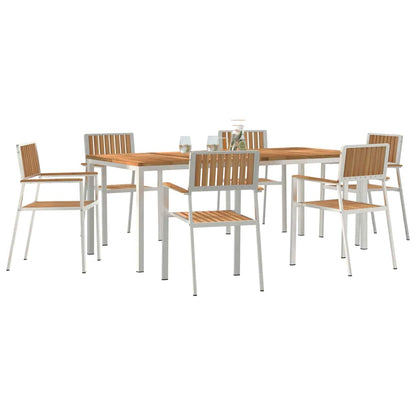Garten Essgruppe 7 pcs Braun Teak-Massivholz