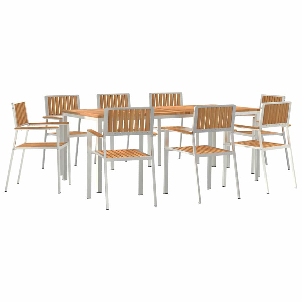 Garten Essgruppe 9 pcs Braun Teak-Massivholz