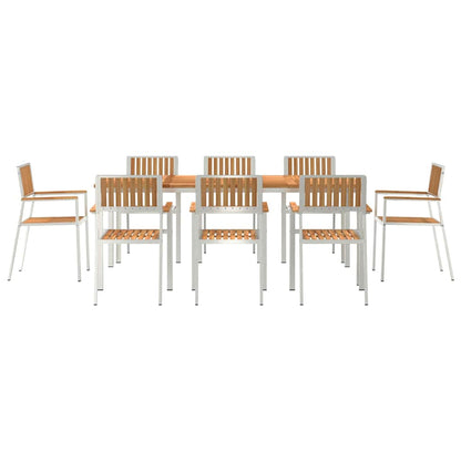 Garten Essgruppe 9 pcs Braun Teak-Massivholz