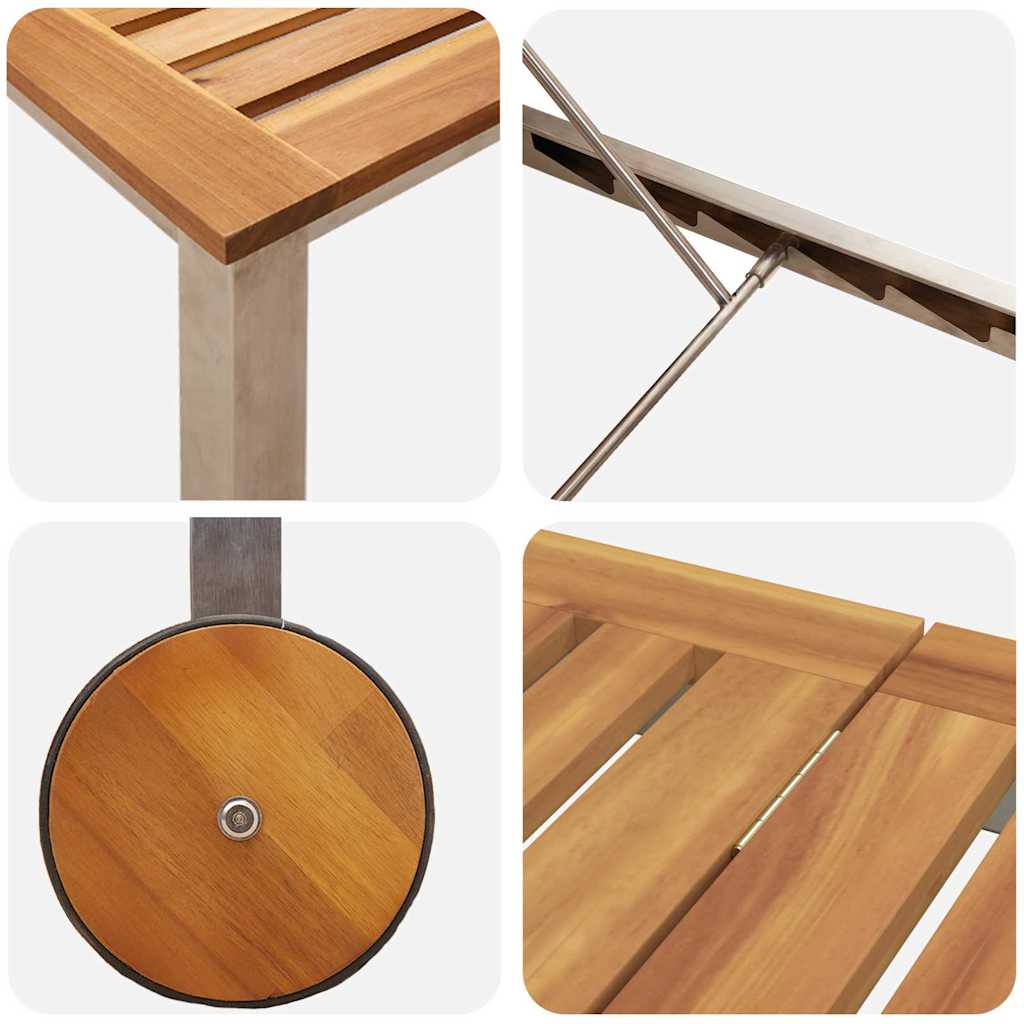 Sonnenliegen 2 Stück mit Tisch 3 pcs Braun Akazie Massivholz