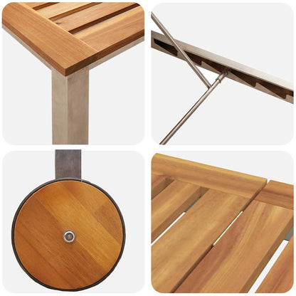 Sonnenliegen 2 Stück mit Tisch 3 pcs Braun Akazie Massivholz