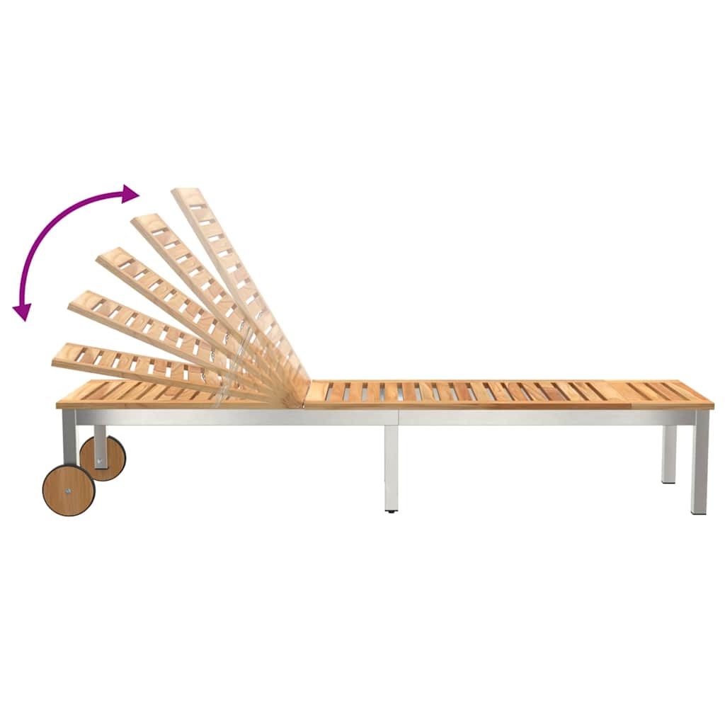Sonnenliegen 2 Stück mit Tisch 3 pcs Braun Akazie Massivholz