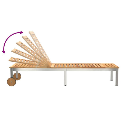 Sonnenliegen 2 Stück mit Tisch 3 pcs Braun Akazie Massivholz