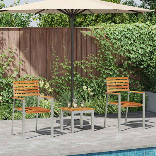 Garten Essgruppe 3 pcs Braun Massivholz Teak