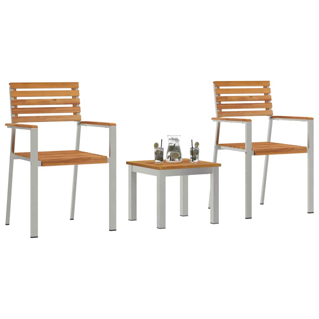 Garten Essgruppe 3 pcs Braun Massivholz Teak