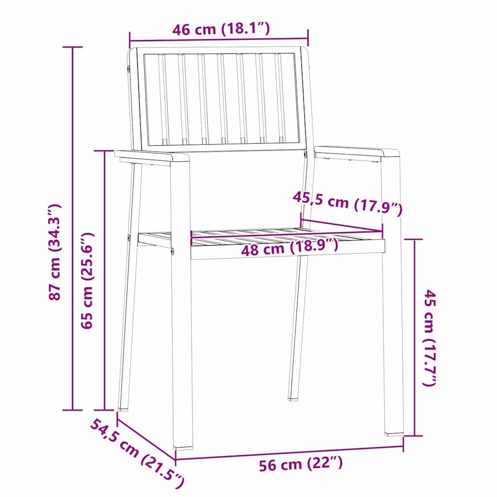 Gartenstuhl 8 pcs Braun 56 x 54,5 x 87cm Massivholz Teak