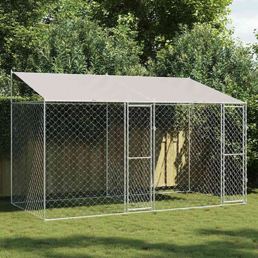 Hundekäfig Silber 400 x 200 x 256 cm Verzinkter Stahl