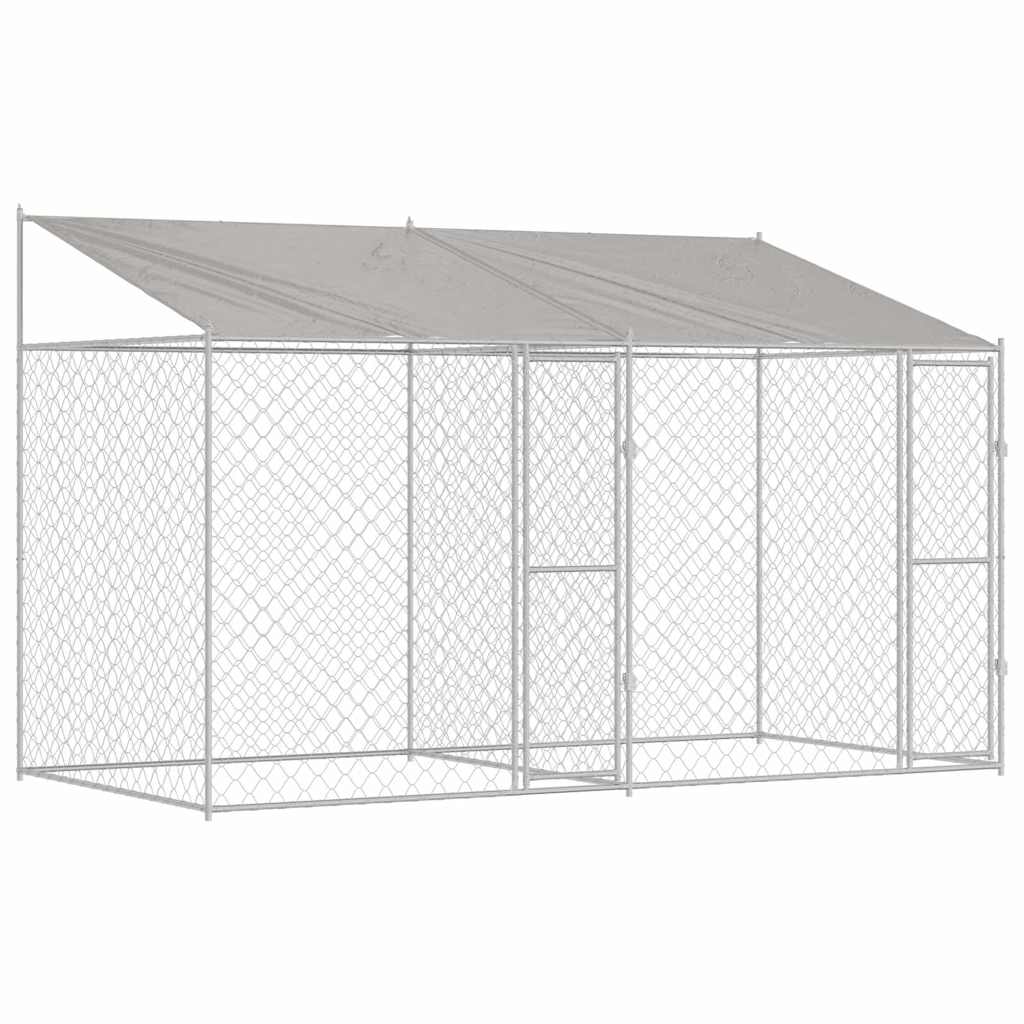 Hundekäfig Silber 400 x 200 x 256 cm Verzinkter Stahl