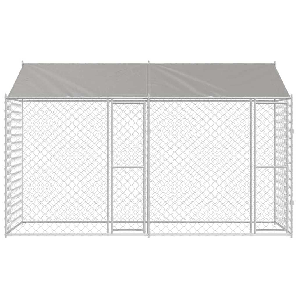 Hundekäfig Silber 400 x 200 x 256 cm Verzinkter Stahl