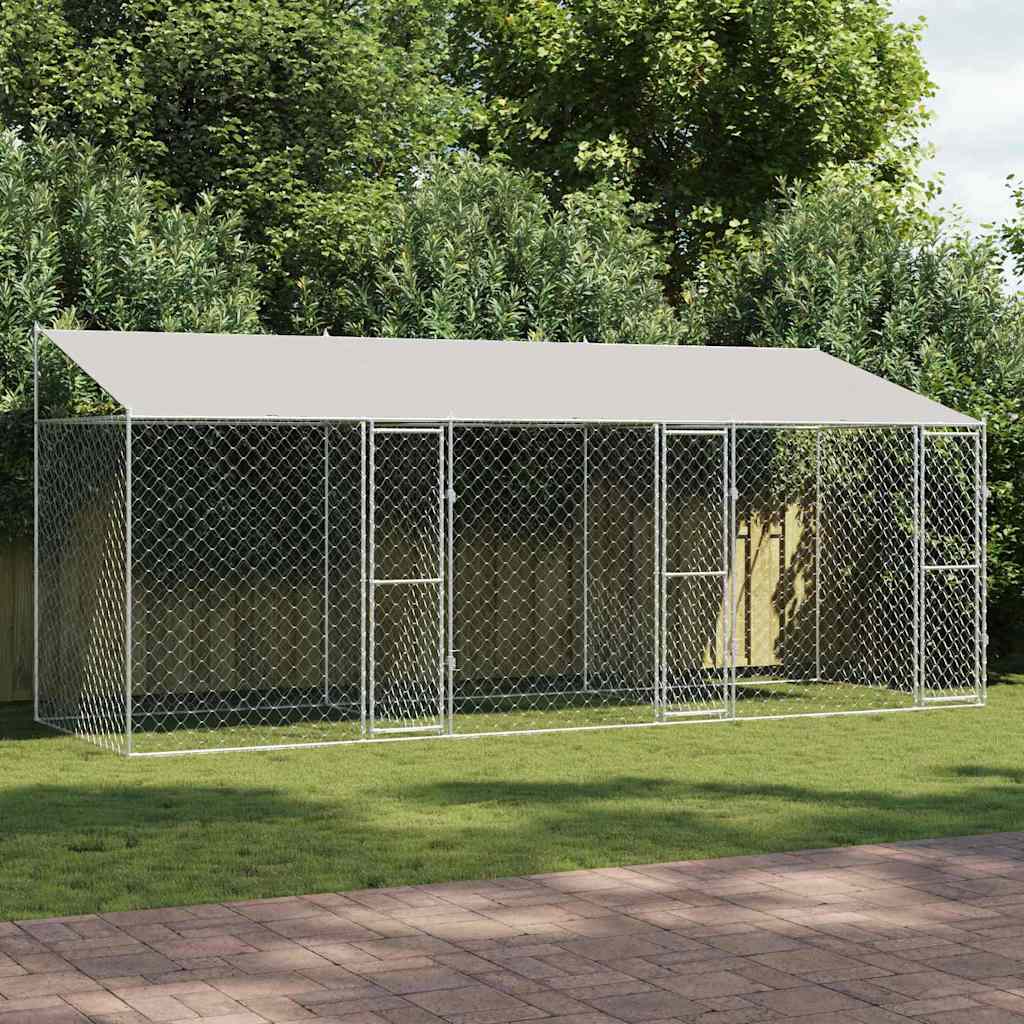 Hundekäfig Silber 600 x 200 x 256 cm Verzinkter Stahl