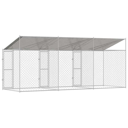 Hundekäfig Silber 600 x 200 x 256 cm Verzinkter Stahl