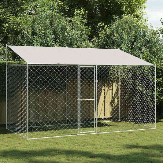 Hundekäfig Silber 400 x 200 x 256 cm Verzinkter Stahl