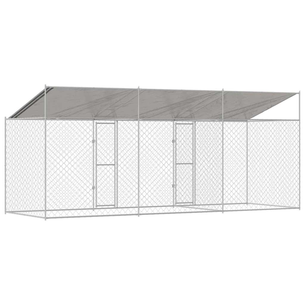 Hundekäfig Silber 600 x 200 x 256 cm Verzinkter Stahl