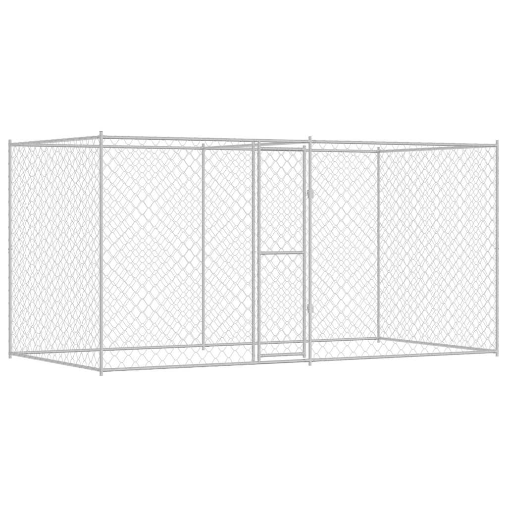 Hundekäfig Silber 400 x 200 x 256 cm Verzinkter Stahl