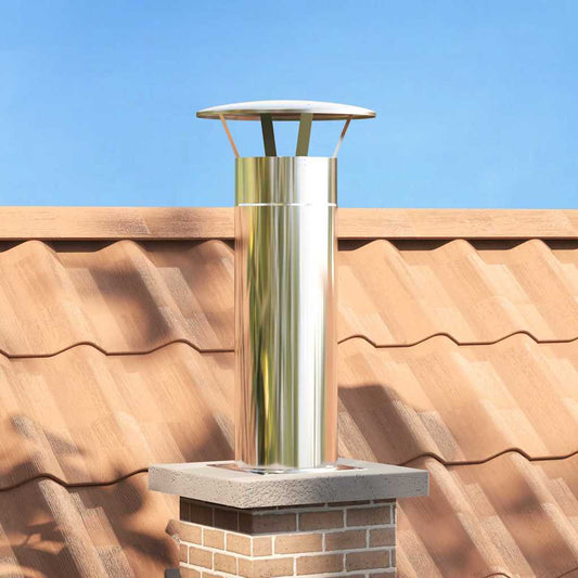 Kamin Kopf Erweiterung Silber 31 x 31 x 50 cm Edelstahl