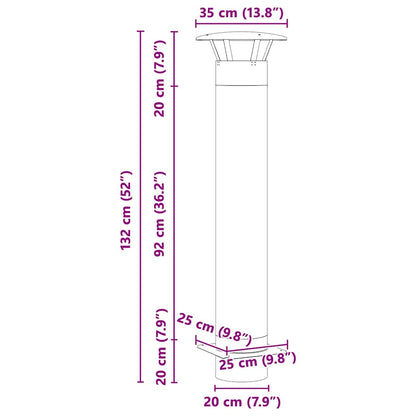 Kaminverlängerung Silber 35 x 35 x 132 cm Edelstahl