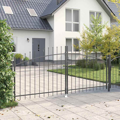 Gartentor mit Schloss Grau 125 x 300 cm Stahl