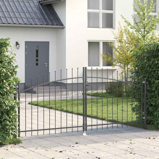 Gartentor mit Schloss Grau 150 x 300 cm Stahl