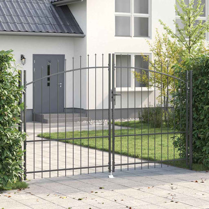 Gartentor mit Schloss Grau 175 x 300 cm Stahl