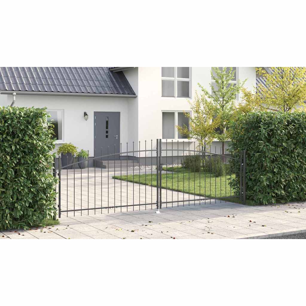 Gartentor mit Schloss Grau 100 x 400 cm Stahl