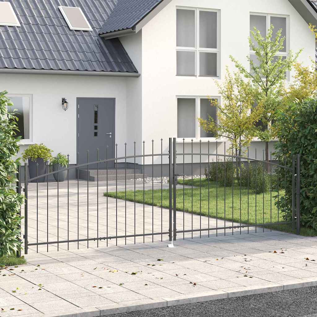 Gartentor mit Schloss Grau 100 x 400 cm Stahl