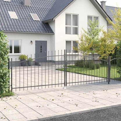 Gartentor mit Schloss Grau 100 x 400 cm Stahl