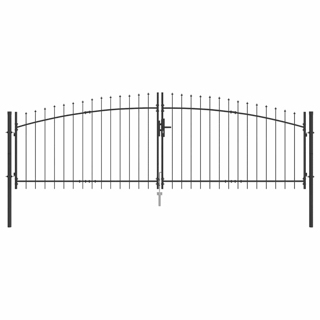 Gartentor mit Schloss Grau 100 x 400 cm Stahl