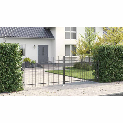Gartentor mit Schloss Grau 125 x 400 cm Stahl