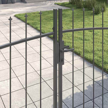 Gartentor mit Schloss Grau 125 x 400 cm Stahl