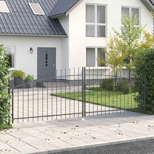 Gartentor mit Schloss Grau 125 x 400 cm Stahl