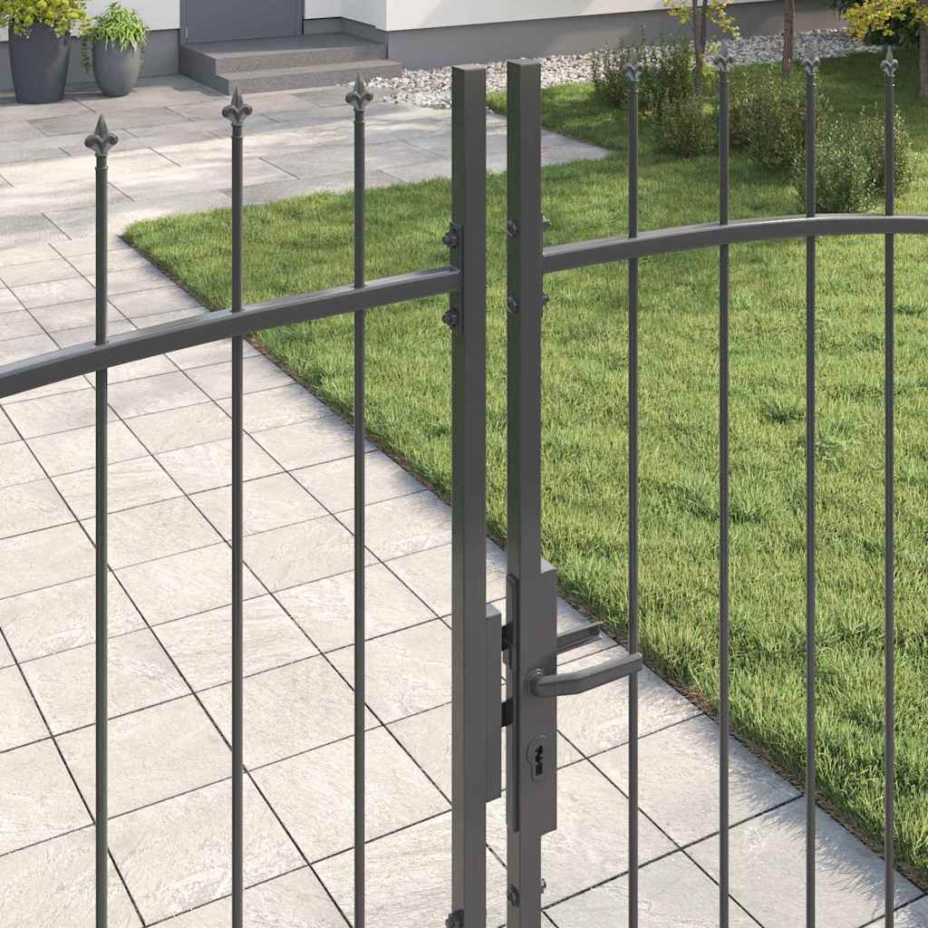 Gartentor mit Schloss Grau 175 x 400 cm Stahl