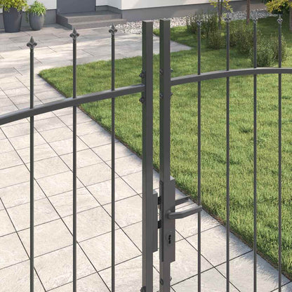 Gartentor mit Schloss Grau 175 x 400 cm Stahl