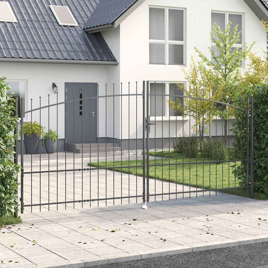 Gartentor mit Schloss Grau 175 x 400 cm Stahl