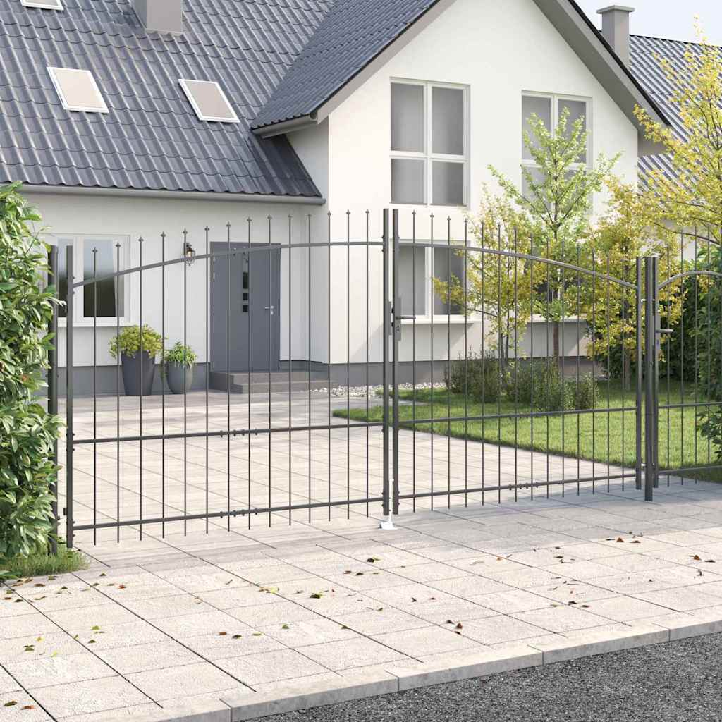Gartentor mit Schloss Grau 175 x 400 cm Stahl