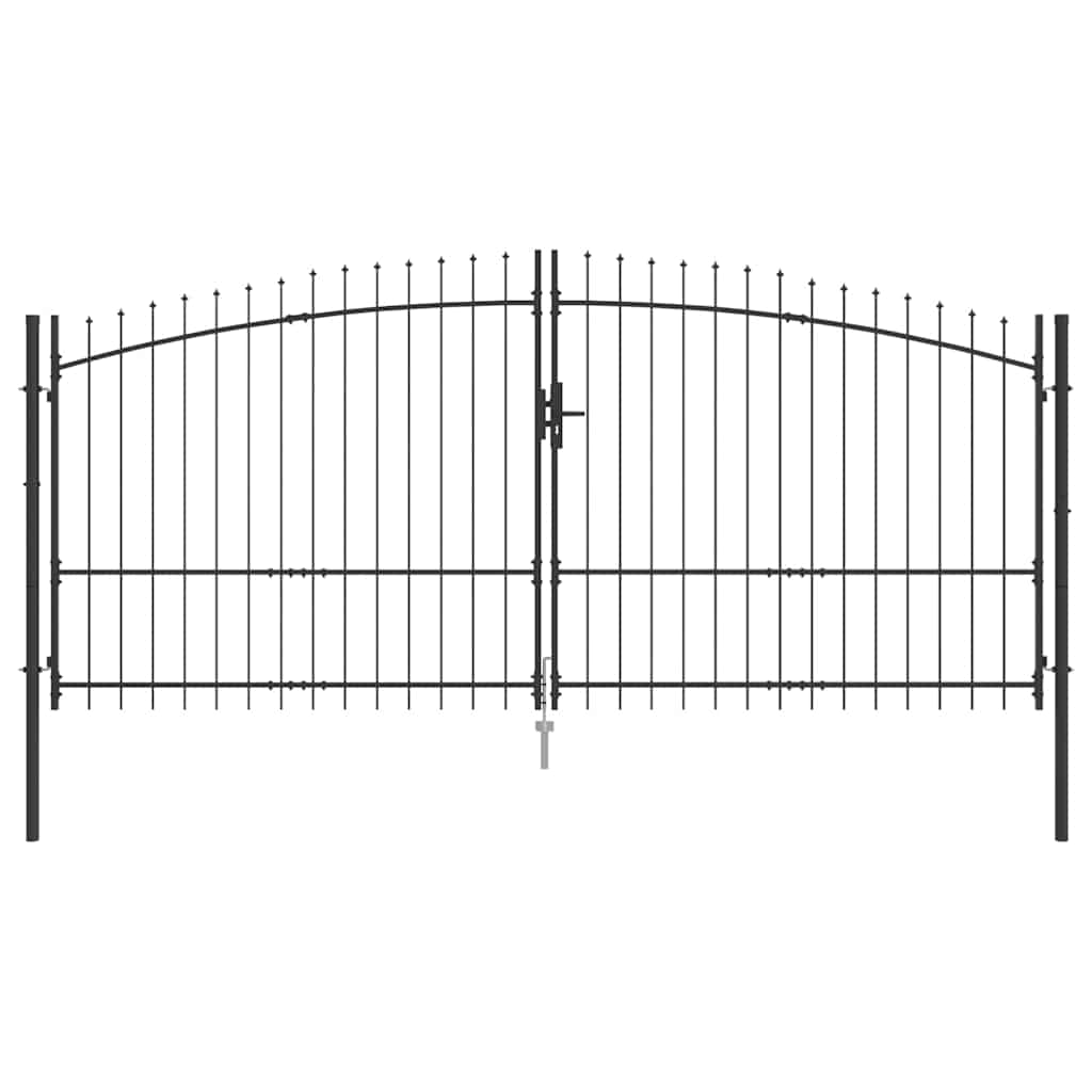 Gartentor mit Schloss Grau 175 x 400 cm Stahl