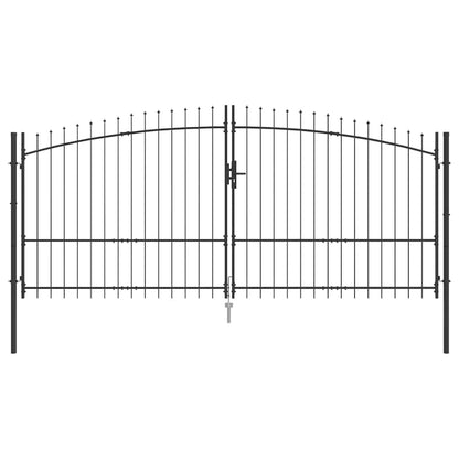 Gartentor mit Schloss Grau 175 x 400 cm Stahl