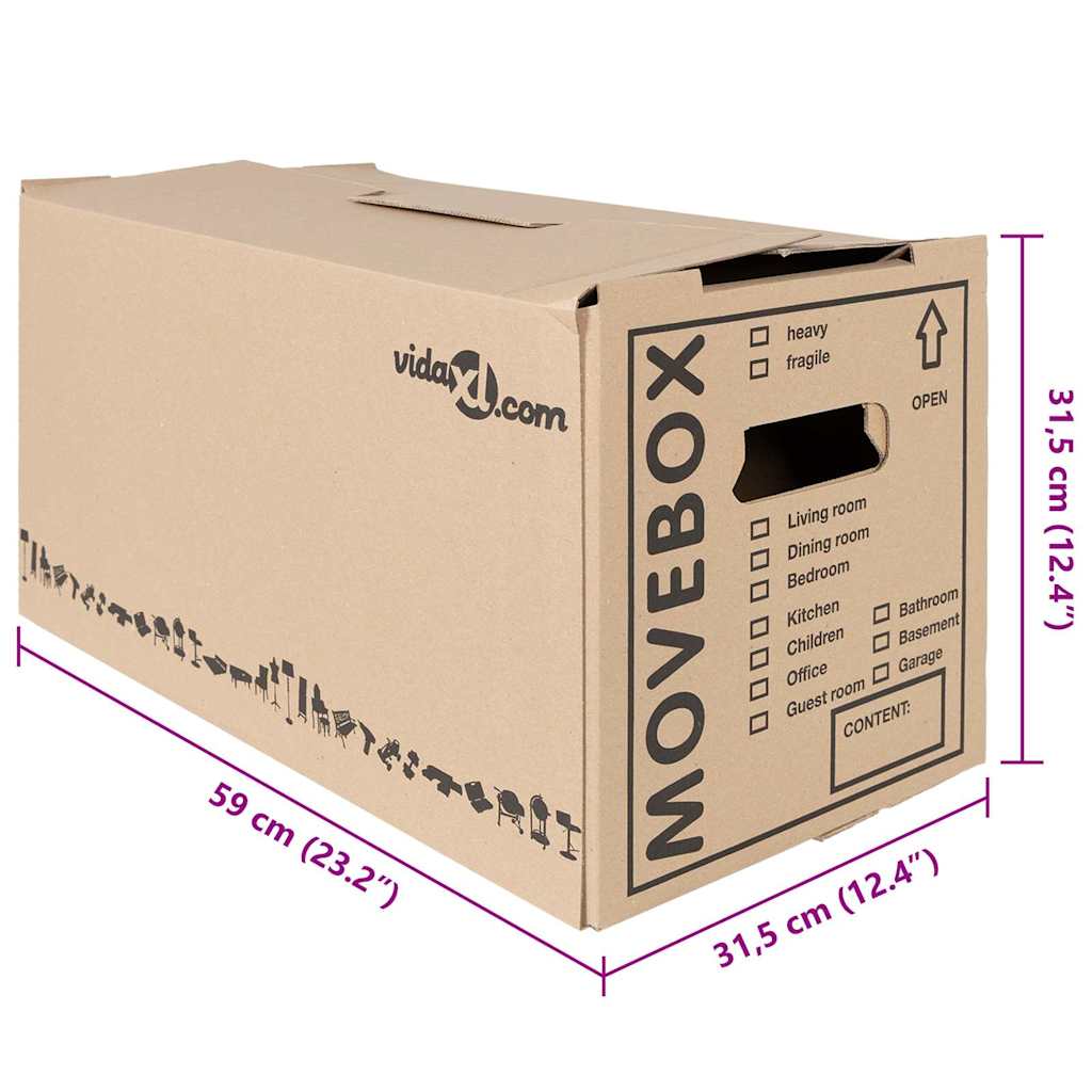 Umzugsbox mit Speicher 20 pcs Braun 59 x 31.5 x 31.5 cm Karton